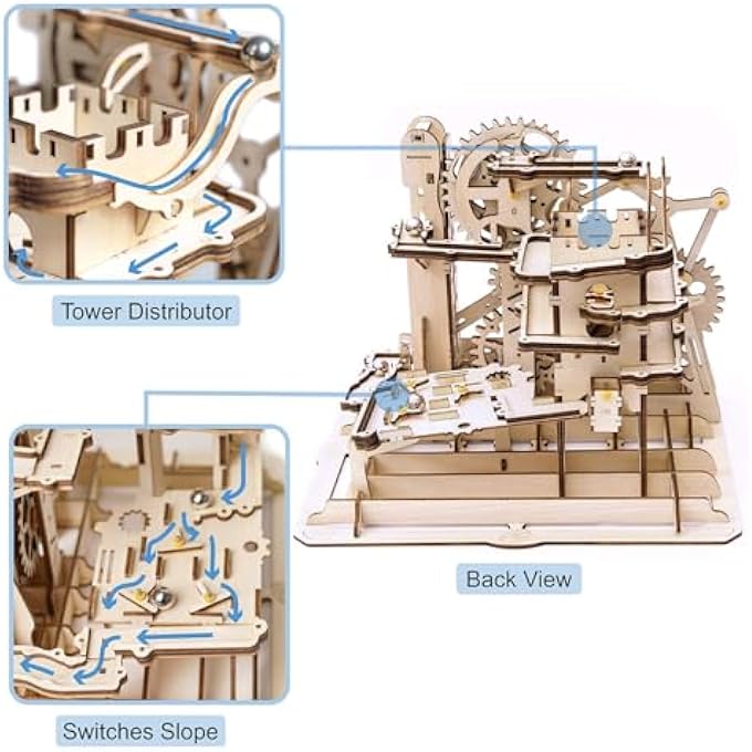 MARBLE RUN 3D WOODEN PUZZLE ROLLER COASTER MECHANICAL MODEL SELF CRAFT DECO EDUCATION GIFT - Image 2
